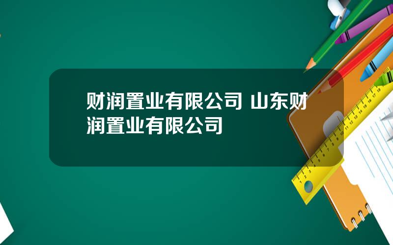 财润置业有限公司 山东财润置业有限公司